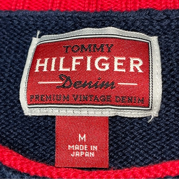 Tommy Hilfiger 3D big FLAG LOGO sweater Crewneck JAPAN men’s Medium, Y2K preppy - Picture 2 of 13
